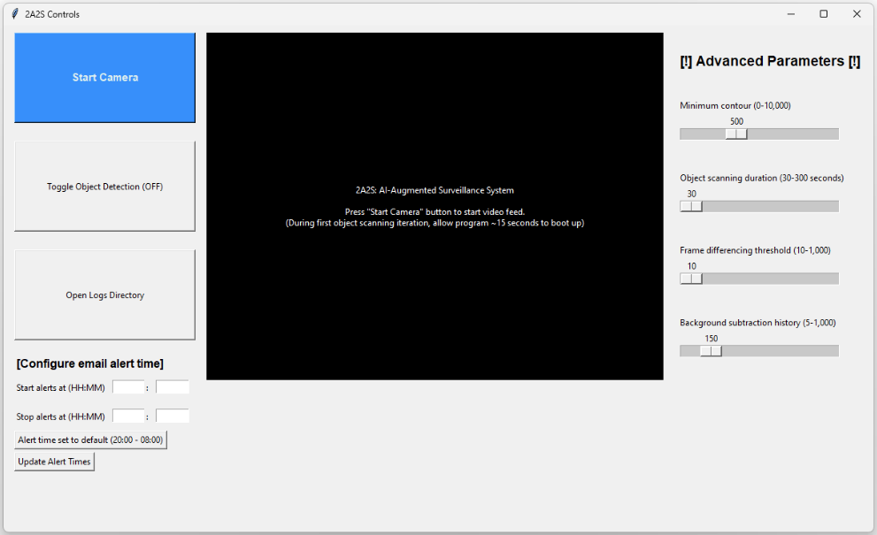 2A2S GUI upon launch